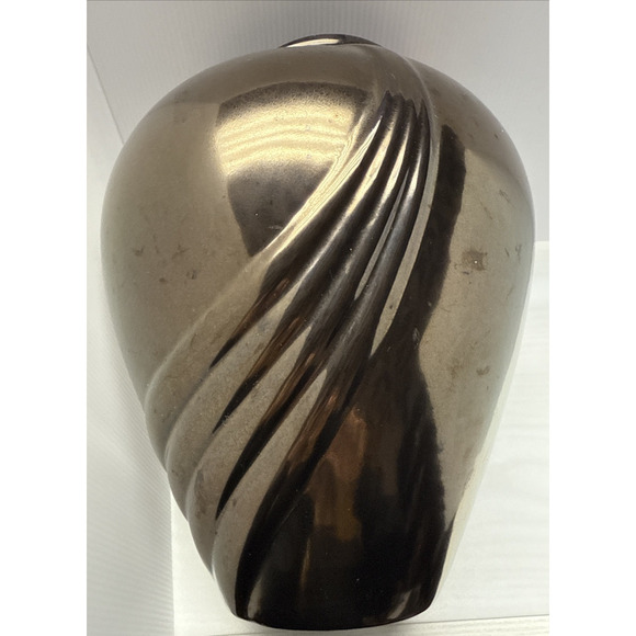 Vtg Haeger Pottery Metallic Bronze Vase Planter Pot Large Abstract Swirl 12 inch - Picture 5 of 12